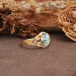 Unique and Luxurious 4-Prong Oval Cut Moss Agate Engagement Ring - Additional view