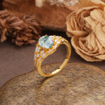 Unique and Luxurious 4-Prong Oval Cut Moss Agate Engagement Ring - Additional view