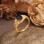 Unique and Luxurious 4-Prong Oval Cut Black Onyx Engagement Ring - Additional view
