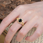 Unique and Luxurious 4-Prong Oval Cut Black Onyx Engagement Ring - Additional view