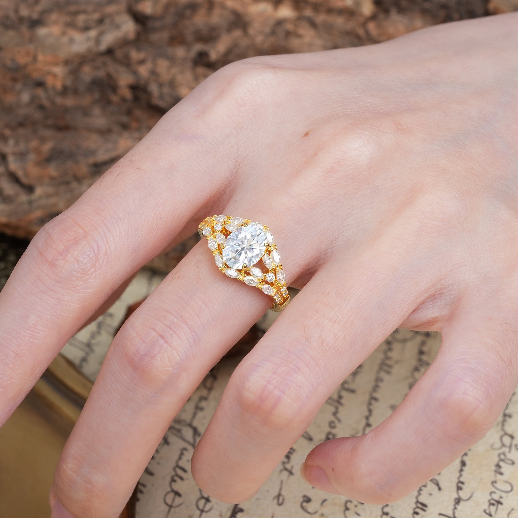 Unique and Luxurious 4-Prong Oval Cut Lab Diamond Engagement Ring - Additional view