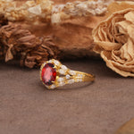 Unique and Luxurious 4-Prong Oval Cut Garnet Engagement Ring - Additional view