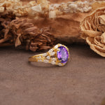 Unique and Luxurious 4-Prong Oval Cut Amethyst Engagement Ring - Additional view