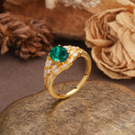 Unique and Luxurious 4-Prong Oval Cut Emerald Engagement Ring - Additional view