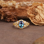 Unique and Luxurious 4-Prong Oval Cut Alexandrite Engagement Ring - Additional view