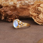 Unique and Luxurious 4-Prong Oval Cut Moonstone Engagement Ring - Additional view