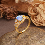 Unique and Luxurious 4-Prong Oval Cut Moonstone Engagement Ring - Additional view