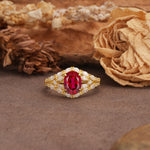Unique and Luxurious 4-Prong Oval Cut Ruby Engagement Ring - Additional view