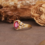 Unique and Luxurious 4-Prong Oval Cut Ruby Engagement Ring - Additional view