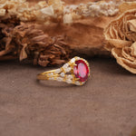 Unique and Luxurious 4-Prong Oval Cut Ruby Engagement Ring - Additional view