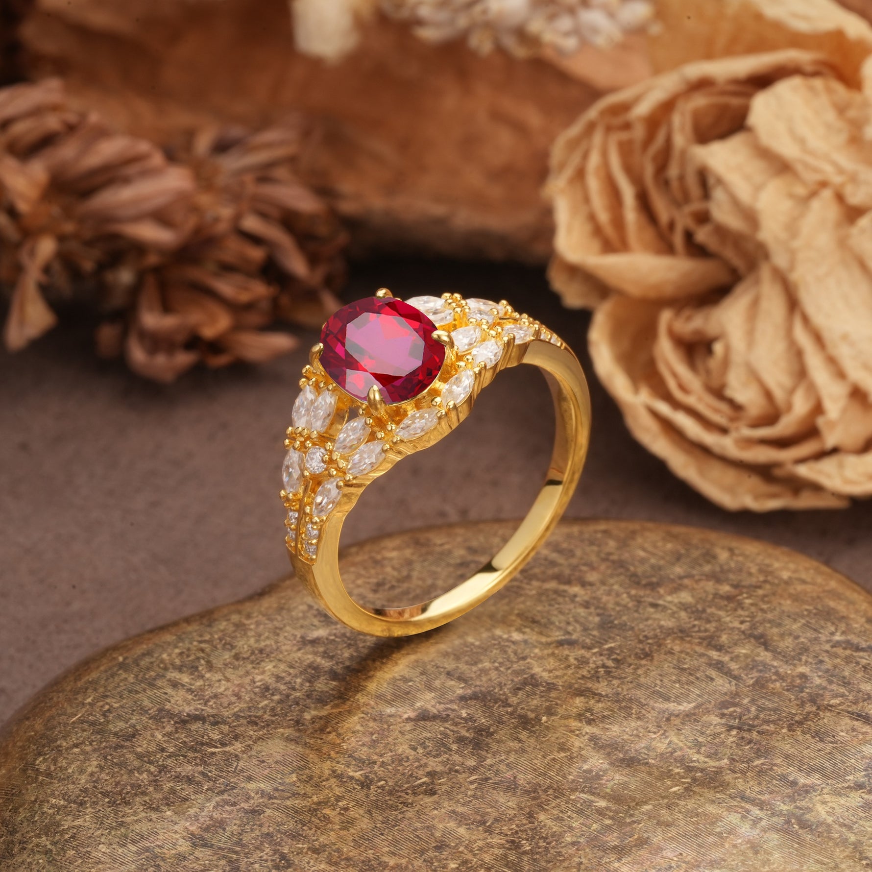 Unique and Luxurious 4-Prong Oval Cut Ruby Engagement Ring - Additional view