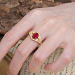 Unique and Luxurious 4-Prong Oval Cut Ruby Engagement Ring - Additional view