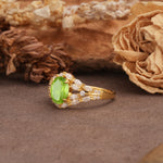 Unique and Luxurious 4-Prong Oval Cut Peridot Engagement Ring - Additional view