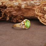 Unique and Luxurious 4-Prong Oval Cut Peridot Engagement Ring - Additional view