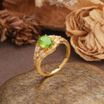 Unique and Luxurious 4-Prong Oval Cut Peridot Engagement Ring - Additional view