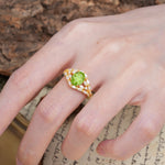 Unique and Luxurious 4-Prong Oval Cut Peridot Engagement Ring - Additional view