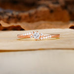 Simple Classic 4-Prong Round Cut Moissanite Side Stone Engagement Ring - Additional view