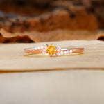 Simple Classic 4-Prong Round Cut Citrine Side Stone Engagement Ring - Additional view