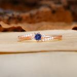 Simple Classic 4-Prong Round Cut Tanzanite Side Stone Engagement Ring - Additional view