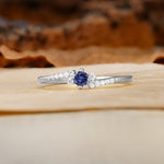 Simple Classic 4-Prong Round Cut Tanzanite Side Stone Engagement Ring - Additional view