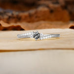 Simple Classic 4-Prong Round Cut Black Rutilated Quartz Side Stone Engagement Ring - Additional view