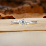 Simple Classic 4-Prong Round Cut Lab Diamond Side Stone Engagement Ring - Additional view