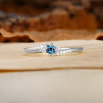 Simple Classic 4-Prong Round Cut Alexandrite Side Stone Engagement Ring - Additional view