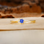 Simple Classic 4-Prong Round Cut Sapphire Side Stone Engagement Ring - Additional view