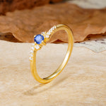 Simple Classic 4-Prong Round Cut Sapphire Side Stone Engagement Ring - Additional view