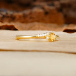 Simple Classic 4-Prong Round Cut Citrine Side Stone Engagement Ring - Additional view