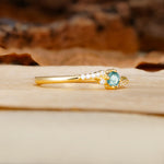 Simple Classic 4-Prong Round Cut Moss Agate Side Stone Engagement Ring - Additional view