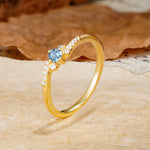 Simple Classic 4-Prong Round Cut Aquamarine Side Stone Engagement Ring - Additional view
