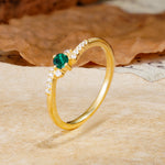 Simple Classic 4-Prong Round Cut Emerald Side Stone Engagement Ring - Additional view