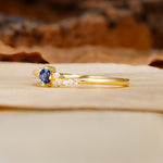 Simple Classic 4-Prong Round Cut Alexandrite Side Stone Engagement Ring - Additional view