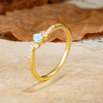 Simple Classic 4-Prong Round Cut Moonstone Side Stone Engagement Ring - Additional view