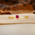 Simple Classic 4-Prong Round Cut Ruby Side Stone Engagement Ring - Additional view