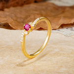 Simple Classic 4-Prong Round Cut Ruby Side Stone Engagement Ring - Additional view