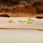 Simple Classic 4-Prong Round Cut Peridot Side Stone Engagement Ring - Additional view