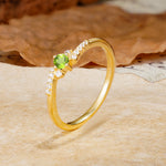 Simple Classic 4-Prong Round Cut Peridot Side Stone Engagement Ring - Additional view