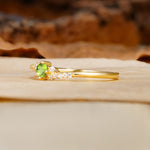 Simple Classic 4-Prong Round Cut Peridot Side Stone Engagement Ring - Additional view