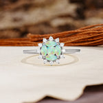 Nature-Inspired Multi-Stone Flower Design with Princess Cut Fire Opal Wedding Ring - Additional view