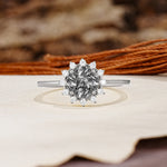 Nature-Inspired Multi-Stone Flower Design with Princess Cut Black Rutilated Quartz Wedding Ring - Additional view