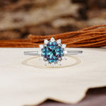 Nature-Inspired Multi-Stone Flower Design with Princess Cut Alexandrite Wedding Ring - Additional view