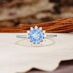 Nature-Inspired Multi-Stone Flower Design with Princess Cut Moonstone Wedding Ring - Additional view