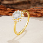 Nature-Inspired Multi-Stone Flower Design with Princess Cut Moissanite Wedding Ring - Additional view