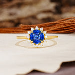 Nature-Inspired Multi-Stone Flower Design with Princess Cut Sapphire Wedding Ring - Additional view