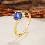 Nature-Inspired Multi-Stone Flower Design with Princess Cut Sapphire Wedding Ring - Additional view