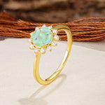 Nature-Inspired Multi-Stone Flower Design with Princess Cut Fire Opal Wedding Ring - Additional view