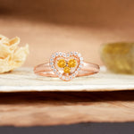 Unique Heart-Shaped 3-Prong Round Cut Citrine Engagement Ring - Additional view