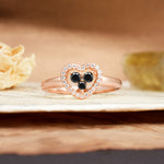Unique Heart-Shaped 3-Prong Round Cut Black Onyx Engagement Ring - Additional view